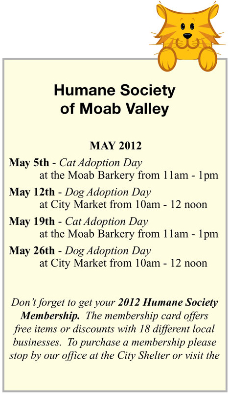 May 2012 Humane Society of Moab Valley Adoption Days